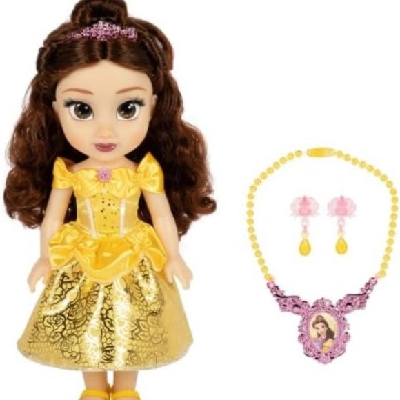 Disney Princess Belle Doll with Golden Gown and Jewelry